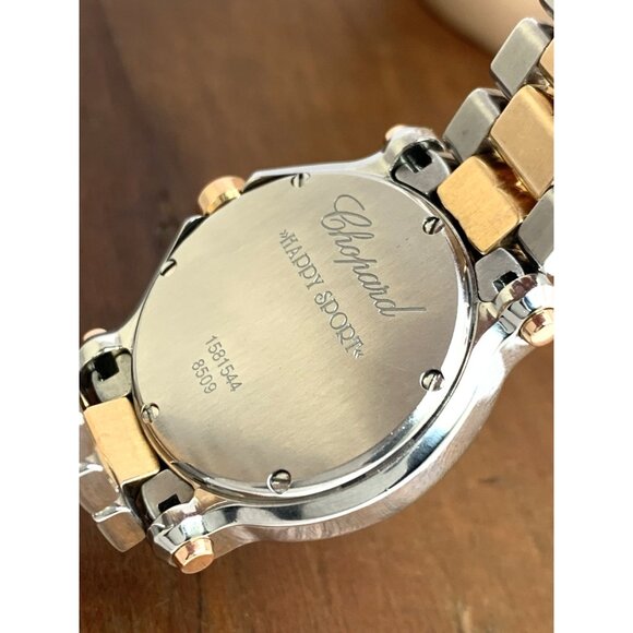 Chopard Happy Sport Women's Watch Diamond 278509-6004 Swiss Quartz Two Tone 30mm - Picture 7 of 15